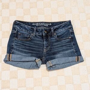 American Eagle Outfitters Y2K Dark Blue Jean Shorts Size 00